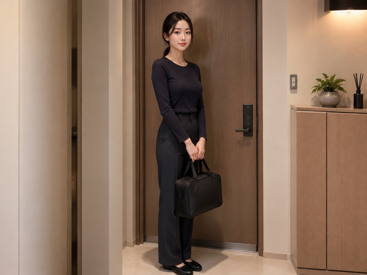 서울 강남구 방문 홈케어 일정을 준비하는 젊은 성인 한국 여성 관리사